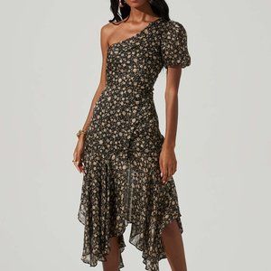 Santorini Floral One Shoulder Dress